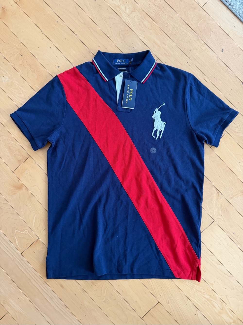 Polo by Ralph Lauren Navy Polo with Red Diagonal Stripe